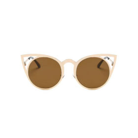 Lunettes de soleil rondes avec oreilles de chat marron/or