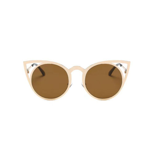 Lunettes de soleil rondes avec oreilles de chat marron/or