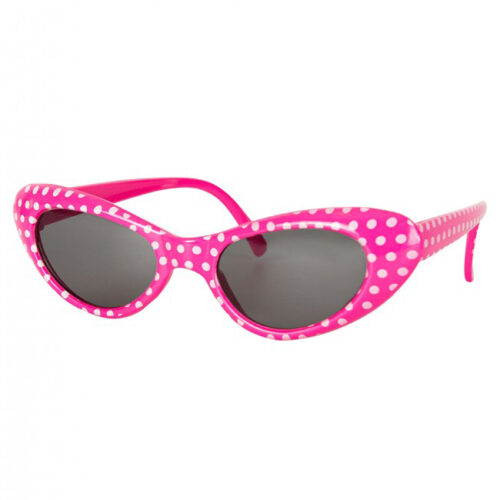 Lunettes de soleil œil de chat rose avec pois blancs