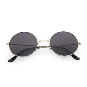 Lunettes de soleil rondes hippie avec lentilles noires