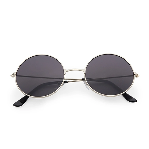 Lunettes de soleil rondes hippie avec lentilles noires