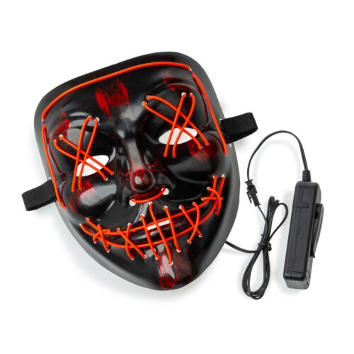 Masque LED Halloween – Style Purge – Avec contrôleur – Lumière rouge