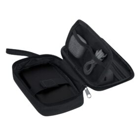 Organisateur de câbles – Polyester RPET 600D – Plusieurs compartiments & sangle de transport – Durable – Noir