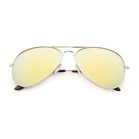 Lunettes de pilote argentées | Verres miroir jaunes