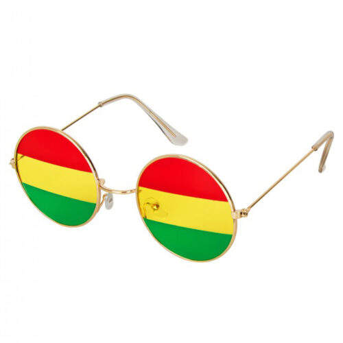 Lunettes de soleil rondes hippie avec verres miroirs rouge/jaune/vert