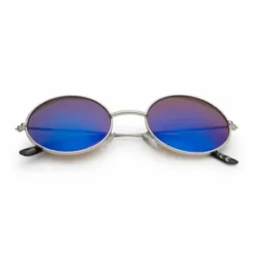 Lunettes de soleil rondes hippie | verres miroir bleus
