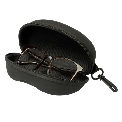 Étui à lunettes rigide avec fermeture éclair et clip – Solide & compact – Noir