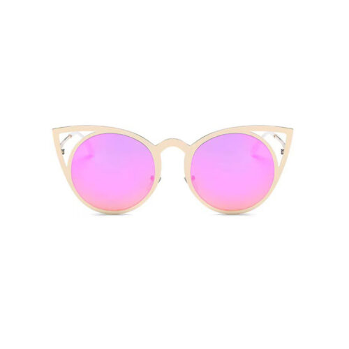 Lunettes de soleil rondes avec oreilles de chat rose/or