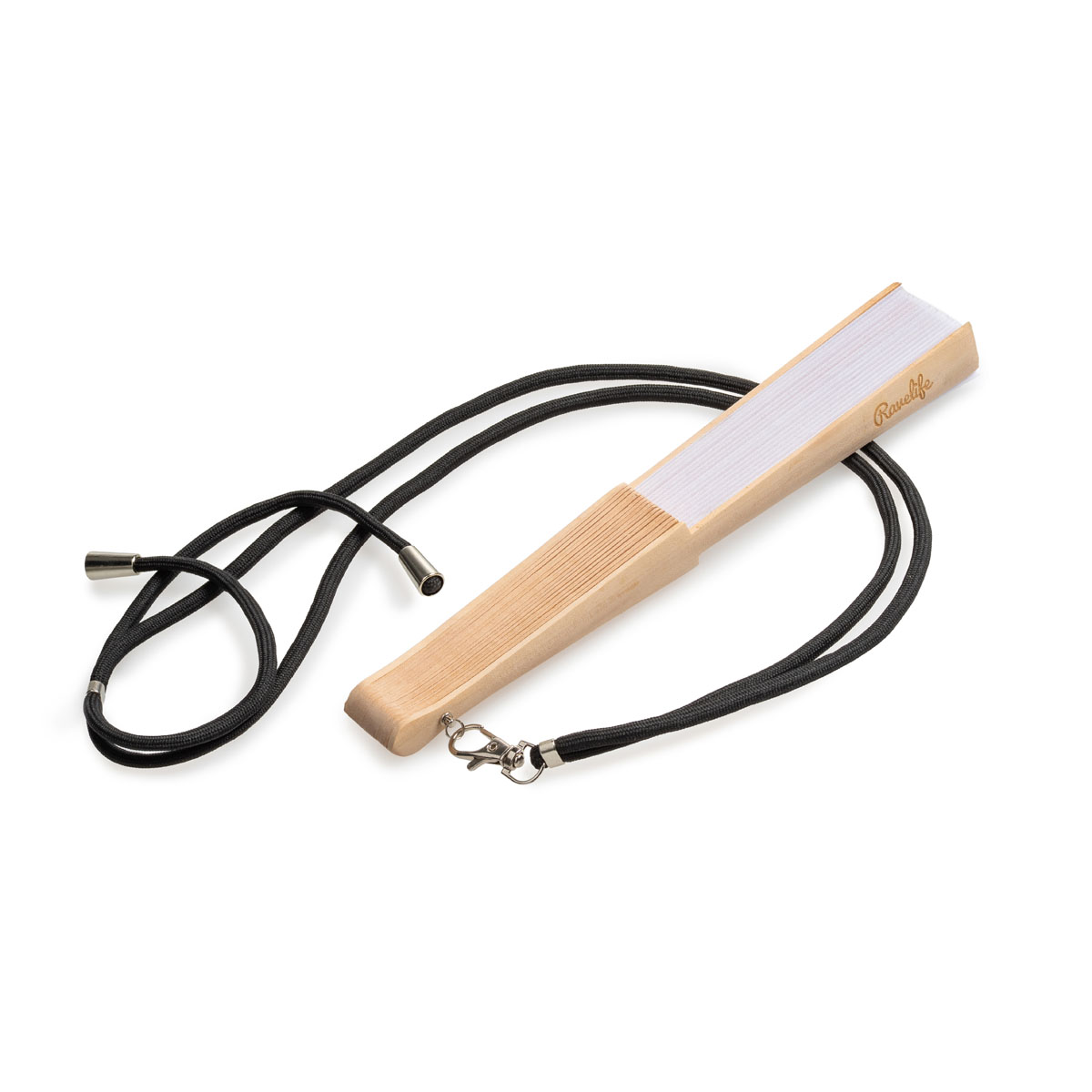 Ravelife Festival Ventilateur de cou - Éventail à main avec cordon - Bois - Blanc – Image 3