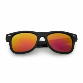 Lunettes de soleil classiques noir mat | verres miroir orange