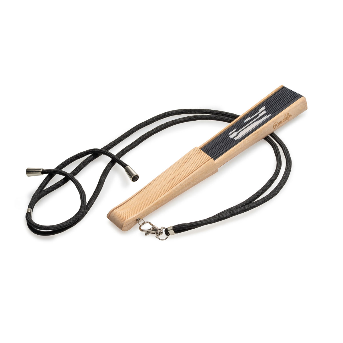 Ravelife - Éventail de cou pour festival - Éventail noir avec cordon - Bois - F*ck Off – Image 3