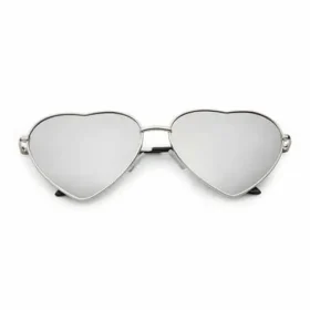 Lunettes de soleil en forme de cœur | verres miroir argentés
