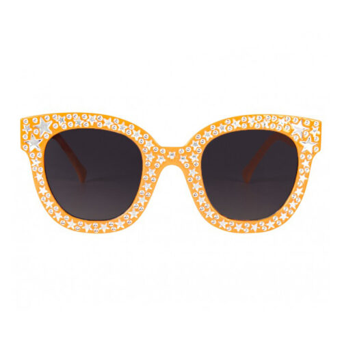 Lunettes de soleil oranges avec pierres