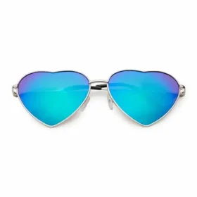 Lunettes de soleil cœurs | verres miroir vert-bleu