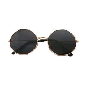 Lunettes de soleil coins ronds or | Verres noirs