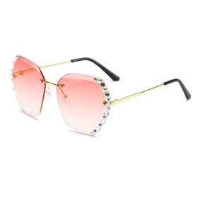 Lunettes de soleil avec diamants - Rose