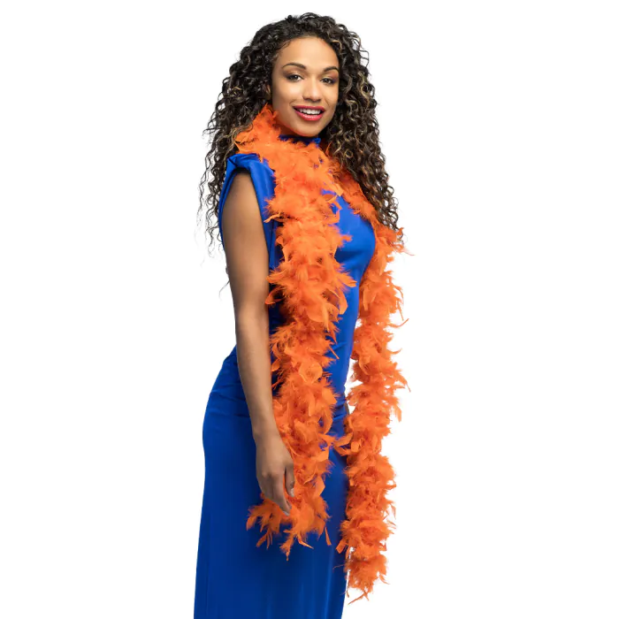Boa à plumes orange - 180 cm – Image 2