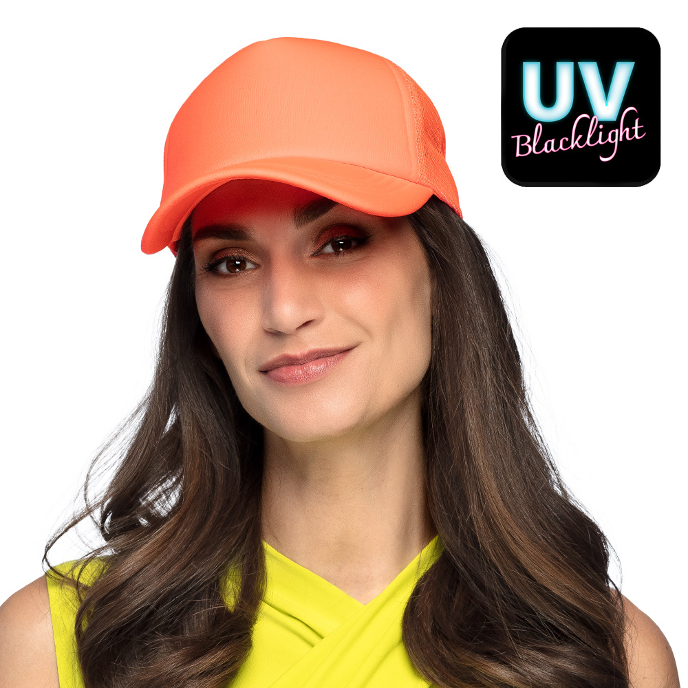 Casquette de baseball UV Blacklight - Casquette réglable avec fermeture en plastique - Néon orange – Image 5