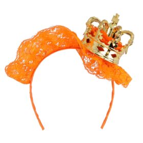 Serre-tête Reine - Bandeau orange avec petite couronne