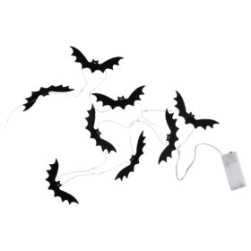 Guirlande chauve-souris d’Halloween avec éclairage LED - 2 mètres - Noir