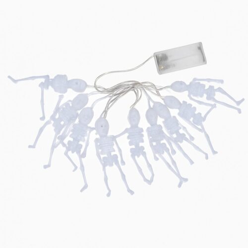 Guirlande squelette Halloween avec éclairage LED - 150 cm - Blanc