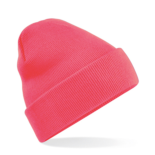Bonnet tricoté en polyester rose fluo