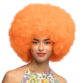 Perruque afro - Perruque bouclée UV Blacklight - Orange néon