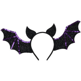 Serre-tête chauve-souris Halloween avec sequins et strass violet/noir