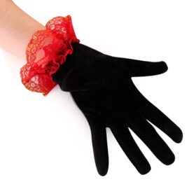 Gants noirs Day of the Dead - Avec dentelle rouge