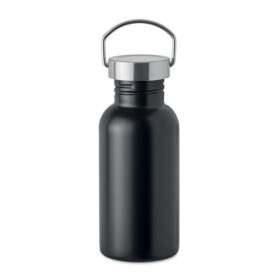 Bouteille en acier inoxydable recyclé – Simple paroi avec bouchon étanche et poignée – 500 ml – Noir