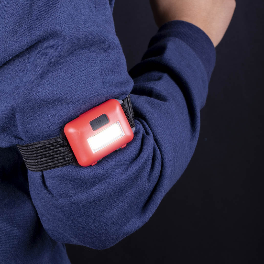 Lampe frontale - Bandeau élastique réglable - Pour bras et tête - Rouge – Image 3