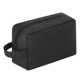 Trousse de toilette multifonction en similicuir PU souple - Avec poches zippées et poignée - Noir