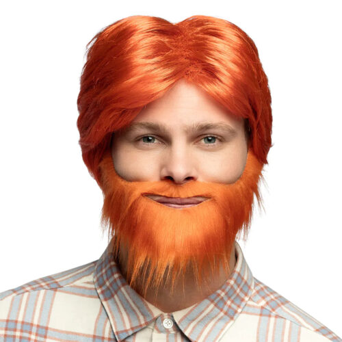 Perruque Dude Orange avec Barbe – Polyester – Adultes