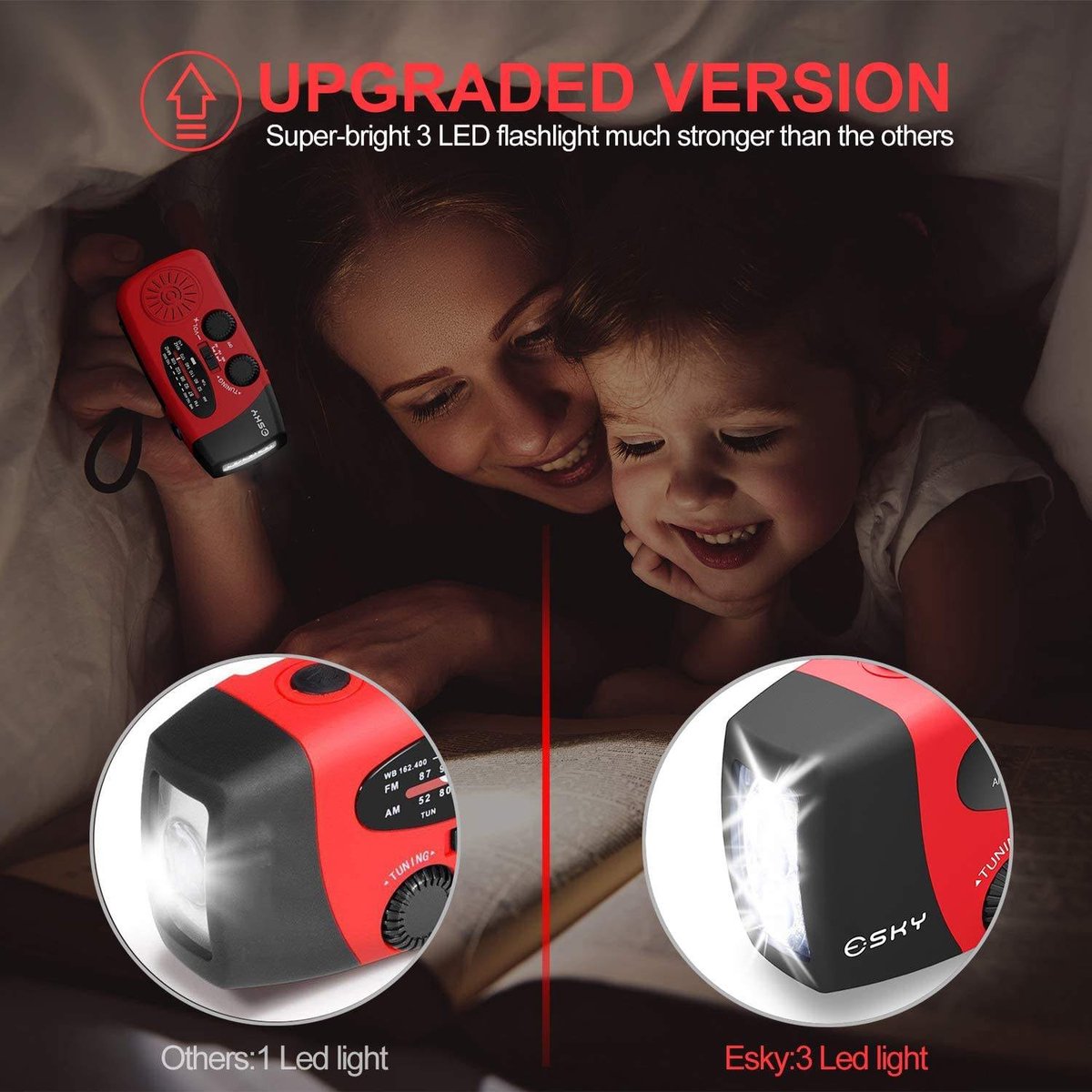 Radio d'urgence portable rouge – Image 8