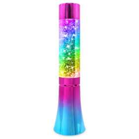 Lampe à lave paillettes multicolore - 32 cm - Avec éclairage LED changeant de couleur et paillettes argentées