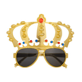 Lunettes de fête King – Lunettes couronne dorée pour la Fête du Roi, Carnaval & soirées à thème