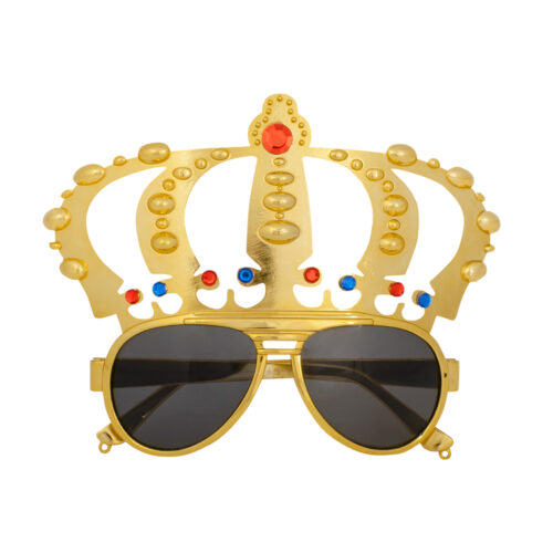 Lunettes de fête King – Lunettes couronne dorée pour la Fête du Roi, Carnaval & soirées à thème