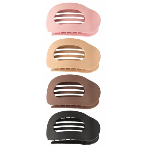 4 pièces - Pinces à cheveux - Barrette plate pour femmes - Marron, Noir, Rose, Beige