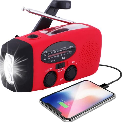 Radio d'urgence portable rouge