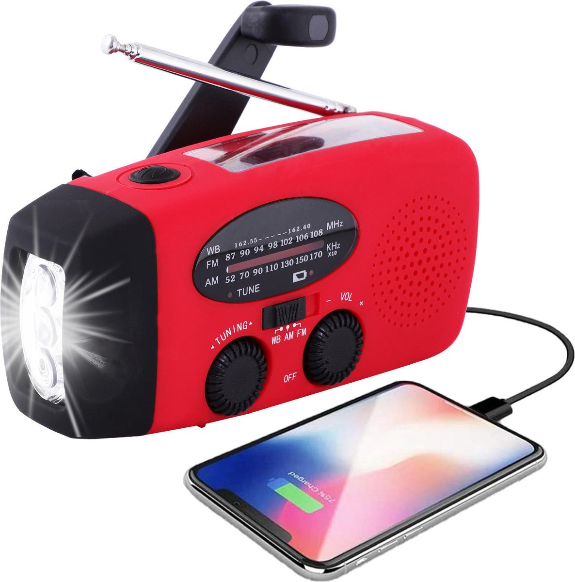 Radio d'urgence portable rouge
