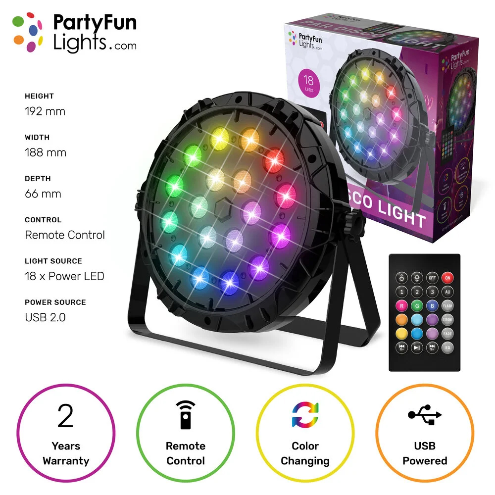 Lampe disco avec support - Avec télécommande - LED multicolore - 18 LED – Image 4