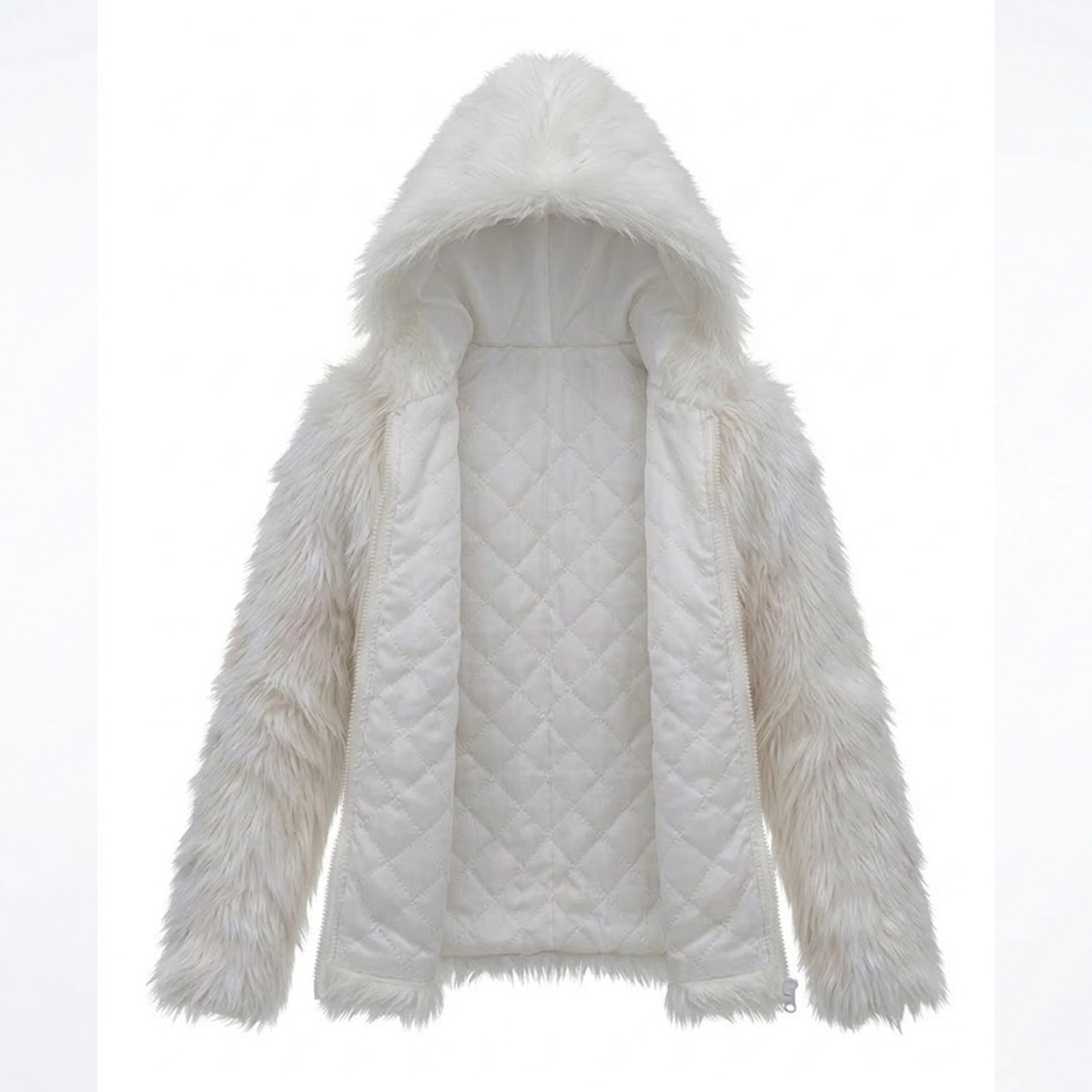 Ravelife - Veste en fourrure LED lumineuse – Avec télécommande - Modèle court - Blanc - Taille unique – Image 2