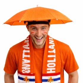 Hoofdparaplu Oranje – Paraplu Hoed Holland Supporters – Festival & Regen Hoed – Handsfree Paraplu Pet
