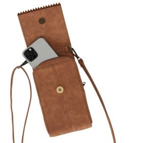 Sarlini telefoontasje kunstleer - Crossbody telefoontas - Bruin