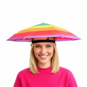 Regenboog Hoofdparaplu – Pride Paraplu Hoed – Handsfree Paraplu Hoed