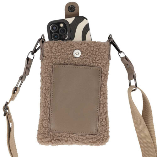 Sarlini sacoche téléphone teddy - Sac bandoulière pour téléphone - Taupe