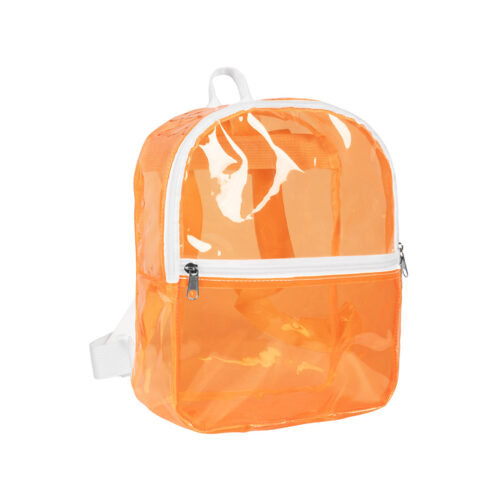Sac à dos transparent néon orange - Sac à dos de festival transparent - 23 x 28 cm