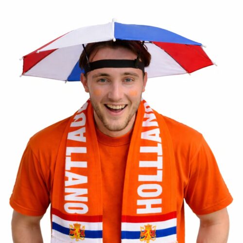 Rood Wit Blauwe Hoofdparaplu – Handsfree Paraplu Hoed – Holland Supporters Hoed
