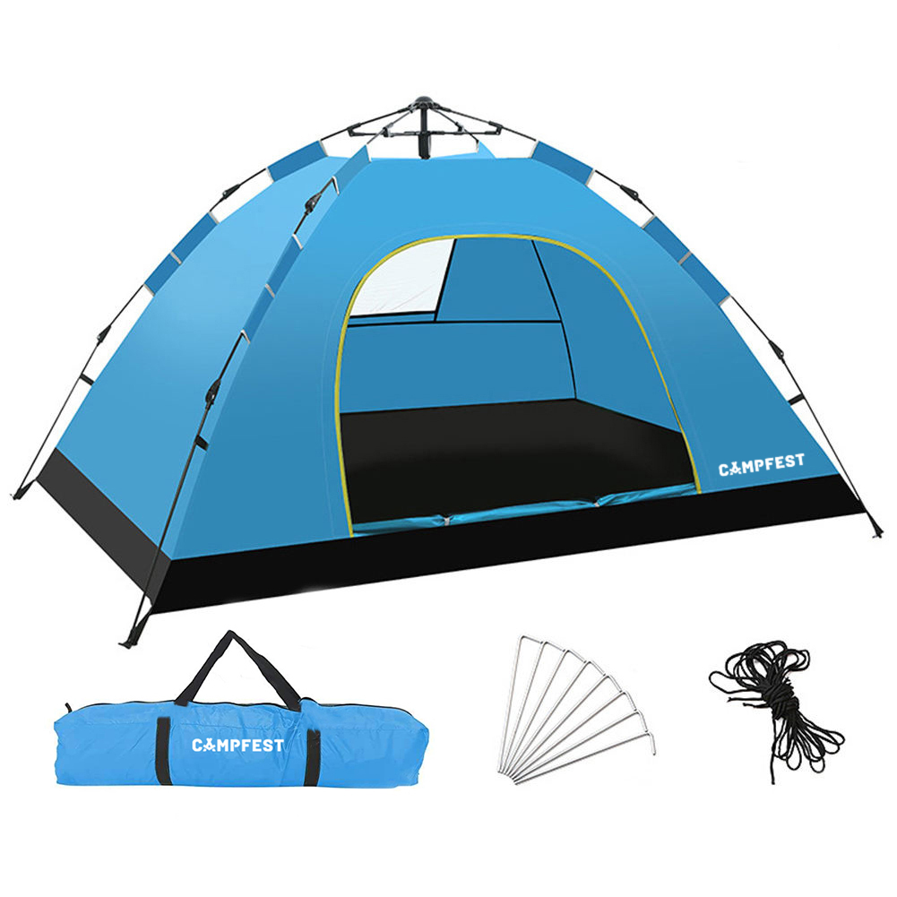 Campfest 2-3 persoons easy set up tent - Blauw – Image 3