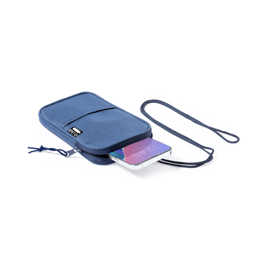RPET Telefoontasje – Verstelbare Schouderriem & Ritssluiting – Blauw – Image 2